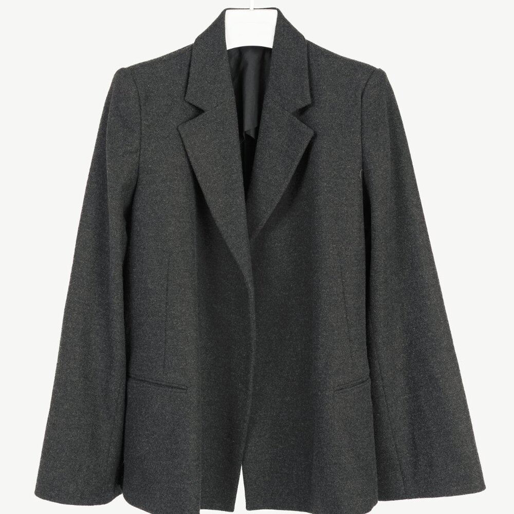 Toteme Bonce Dark Grey Melange Wool-Blend Open Blazer - Picture 2 of 11